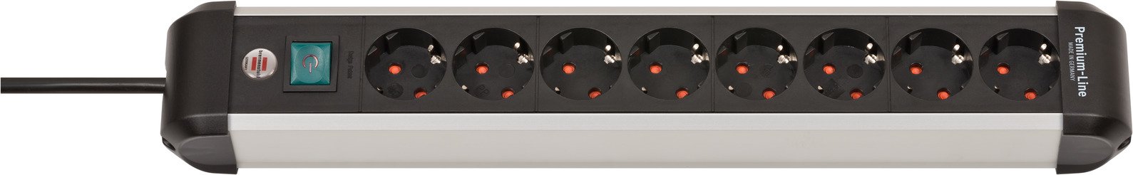 Brennenstuhl 1391030800 - 3 m - Indoor - Abgewinkelt - IP20 - Schwarz - Silber - 8 AC-Ausgänge