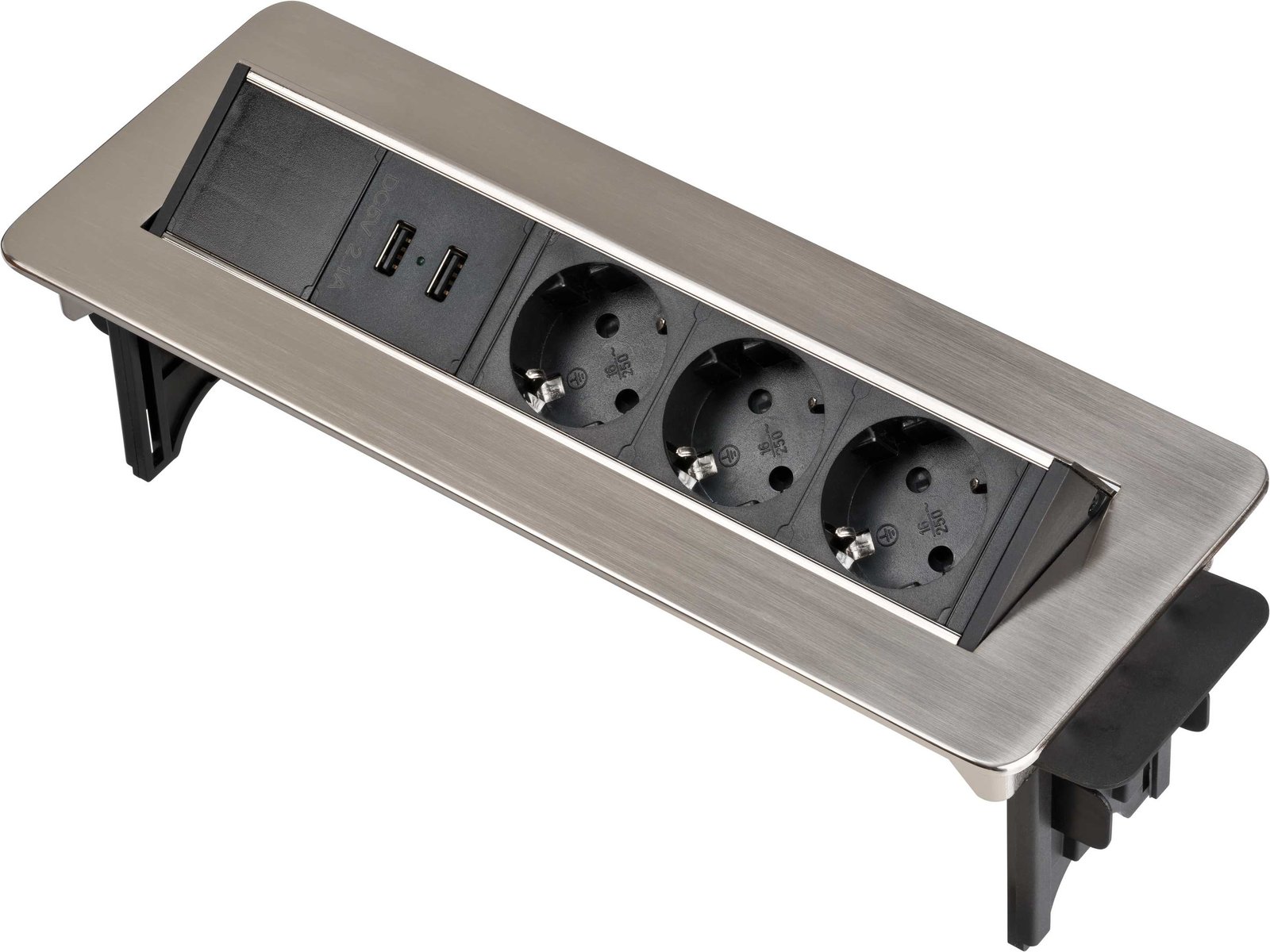Brennenstuhl 1396200113 - 2 m - 3 AC-Ausgänge - Indoor - IP20 - Schwarz - Edelstahl - 115 mm