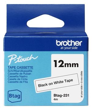 Brother BTAG-231 - Schwarz auf Weiß - Rolle (1,2 cm x 4 m) von LumaTech