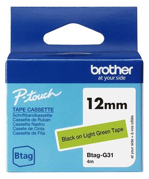 Brother BTAG-G31 - Schwarz auf hellgrün - Rolle (1,2 cm x 4 m) von LumaTech