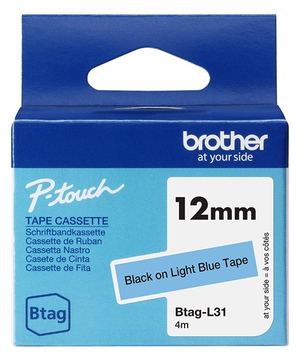Brother BTAG-L31 - Schwarz auf hellblau - Rolle (1,2 cm x 4 m) von LumaTech