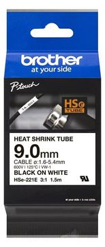 Brother HSe-221E - Schwarz auf Weiß - Roll (0,9 cm x 1,5 m) von LumaTech