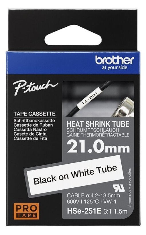 Brother HSe-251E - Schwarz auf Weiß - Rolle (2,1 cm x 1,5 m)