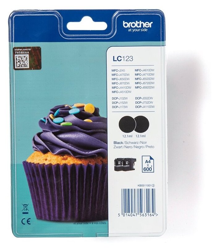 Brother LC123BK - 2er-Pack - Hohe Ergiebigkeit