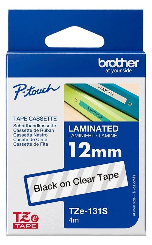 Brother TZe-131S - Schwarz auf Transparent - Rolle (1,2 cm x 4 m)