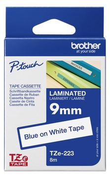 Brother TZe-223 - Blau auf weiß - Rolle (0,9 cm x 8 m) von LumaTech
