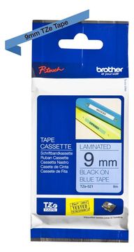 Brother TZe-521 - Schwarz auf Blau - Rolle (0,9 cm x 8 m) von LumaTech
