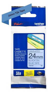Brother TZe-551 - Schwarz auf Blau - Rolle (2,4 cm) von LumaTech