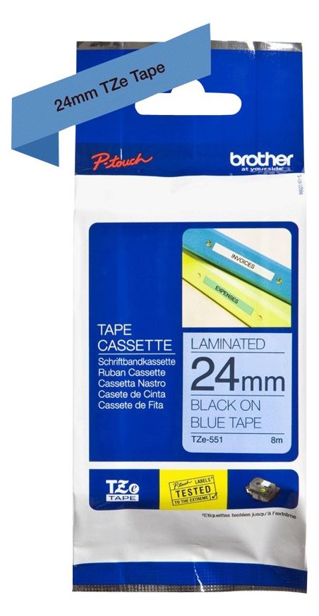 Brother TZe-551 - Schwarz auf Blau - Rolle (2,4 cm)