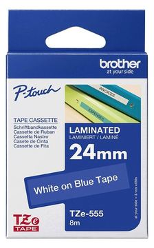 Brother TZe-555 - Weiß auf blau - Rolle (2,4 cm x 8 m) von LumaTech