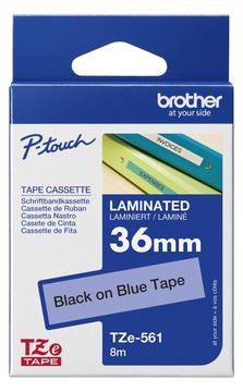 Brother TZe-561 - Schwarz auf Blau - Rolle (3,6 cm x 8 m) von LumaTech