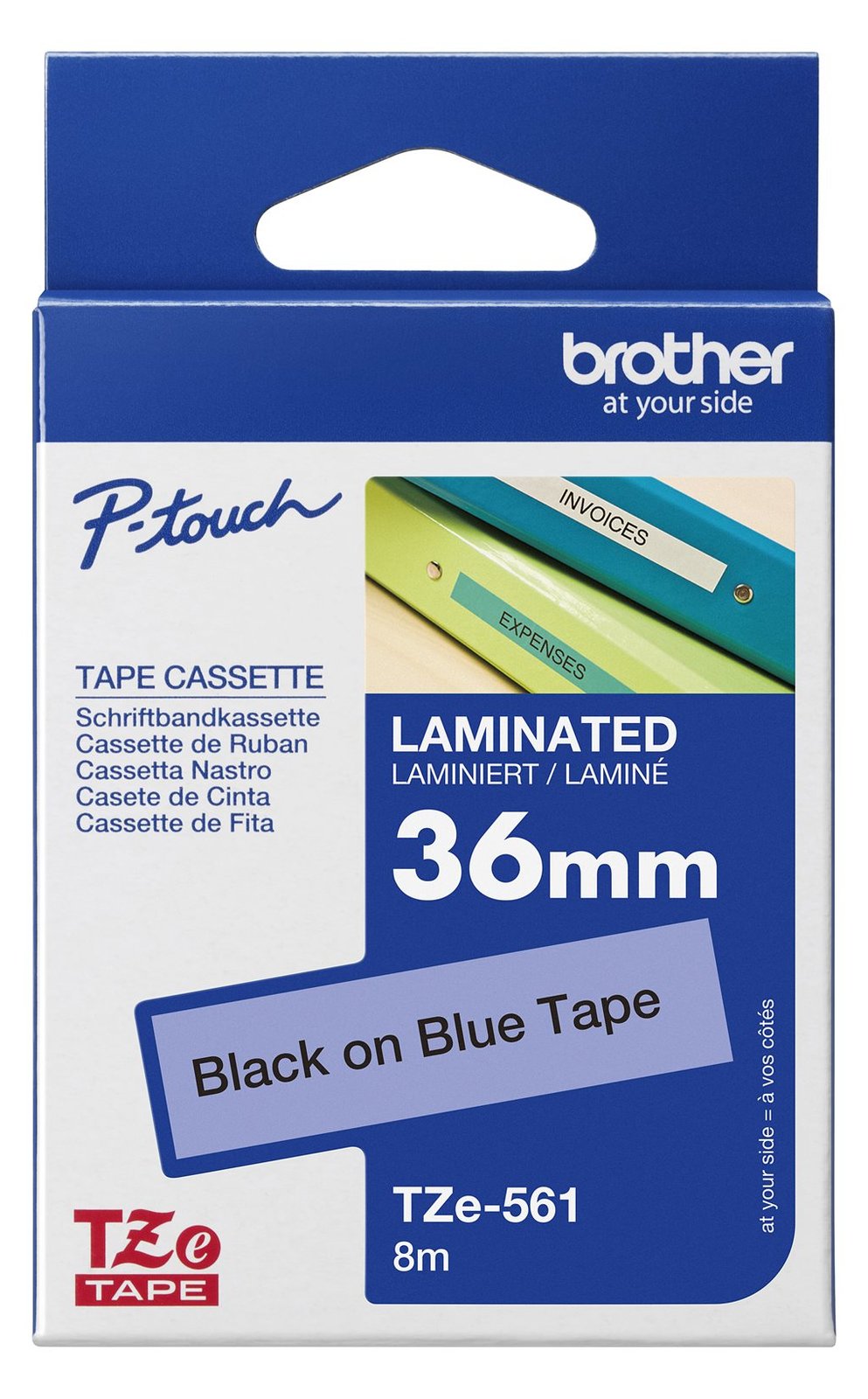Brother TZe-561 - Schwarz auf Blau - Rolle (3,6 cm x 8 m)
