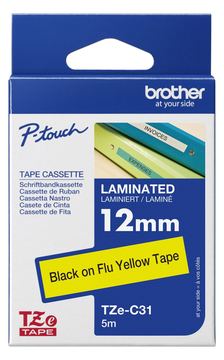 Brother TZe-C31 - Schwarz auf Neongelb - Rolle (1,2 cm x 5 m) von LumaTech
