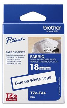 Brother TZe-FA4 - Gewebe - blau auf weiß - Rolle (1,8 cm x 3 m) von LumaTech