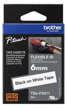 Brother TZe-FX211 - Schwarz auf Weiß - Rolle (0,6 cm x 8 m) von LumaTech