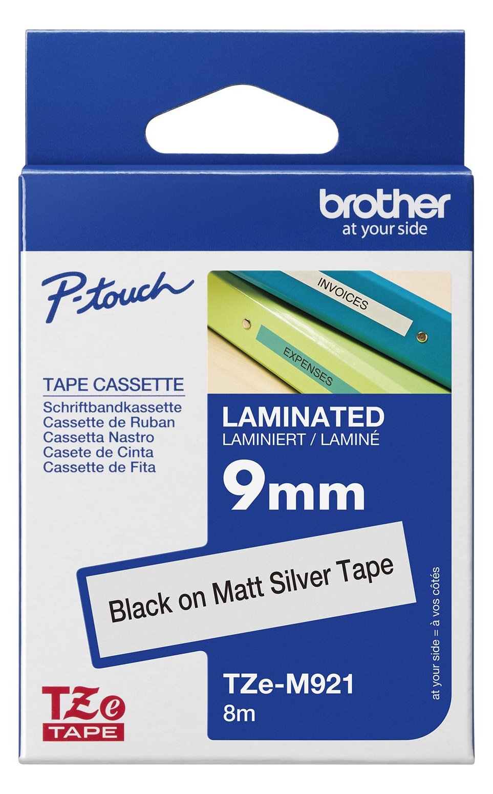 Brother TZe-M921 - Schwarz auf Silber (matt) - Rolle (0,9 cm x 8 m)