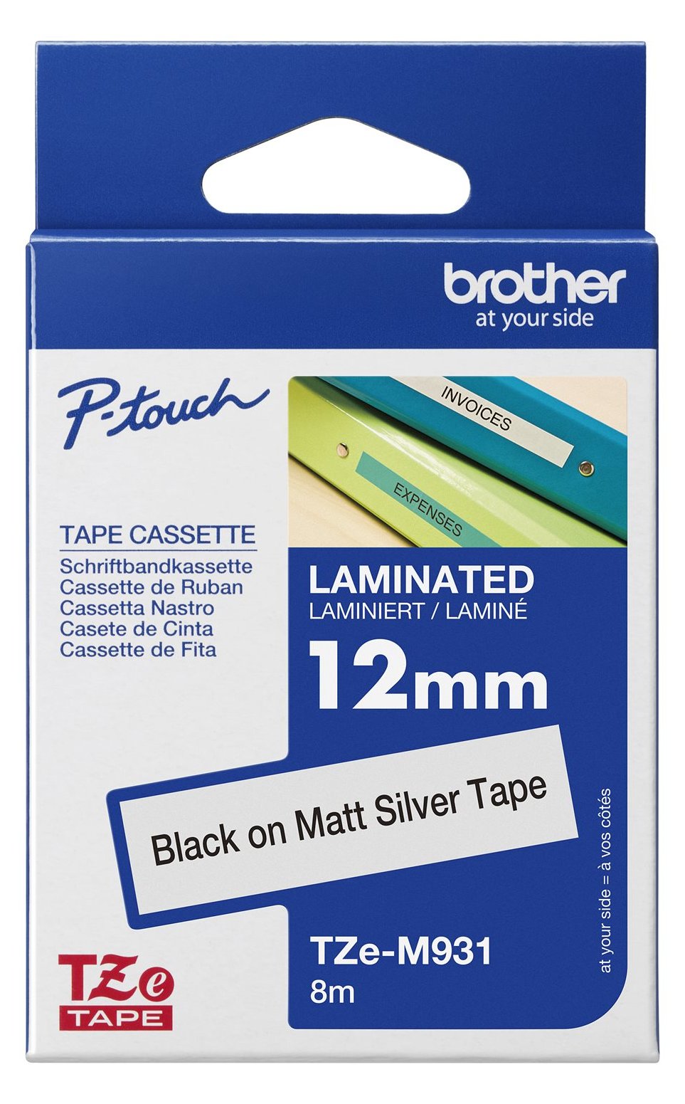 Brother TZe-M931 - Schwarz auf Silber (matt) - Rolle (1,2 cm x 8 m)