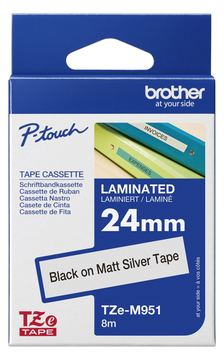 Brother TZe-M951 - Schwarz auf Silber (matt) - Rolle (2,4 cm x 8 m) von LumaTech