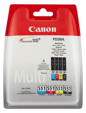 Canon CLI-551 C/M/Y/BK Multipack - 4er-Pack - Schwarz, Gelb, Cyan, Magenta von LumaTech