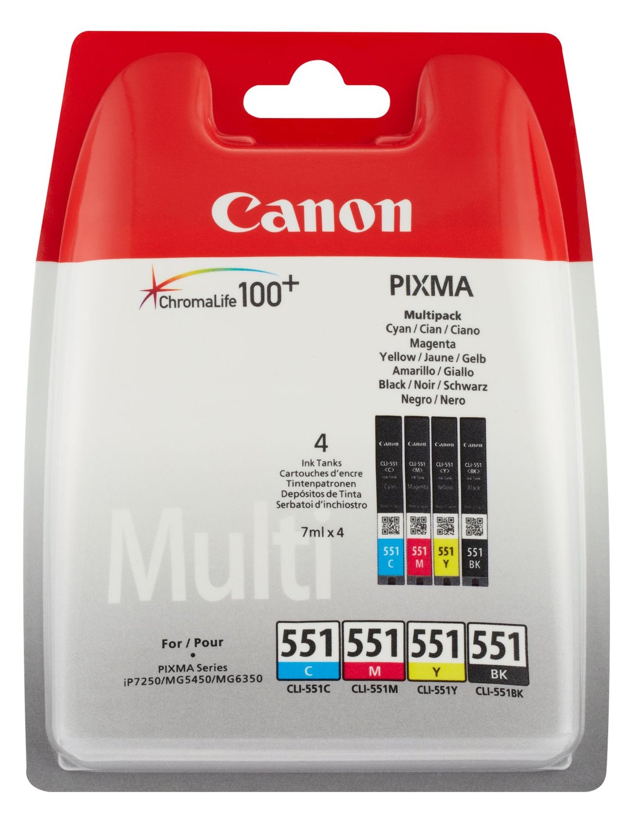 Canon CLI-551 C/M/Y/BK Multipack - 4er-Pack - Schwarz, Gelb, Cyan, Magenta
