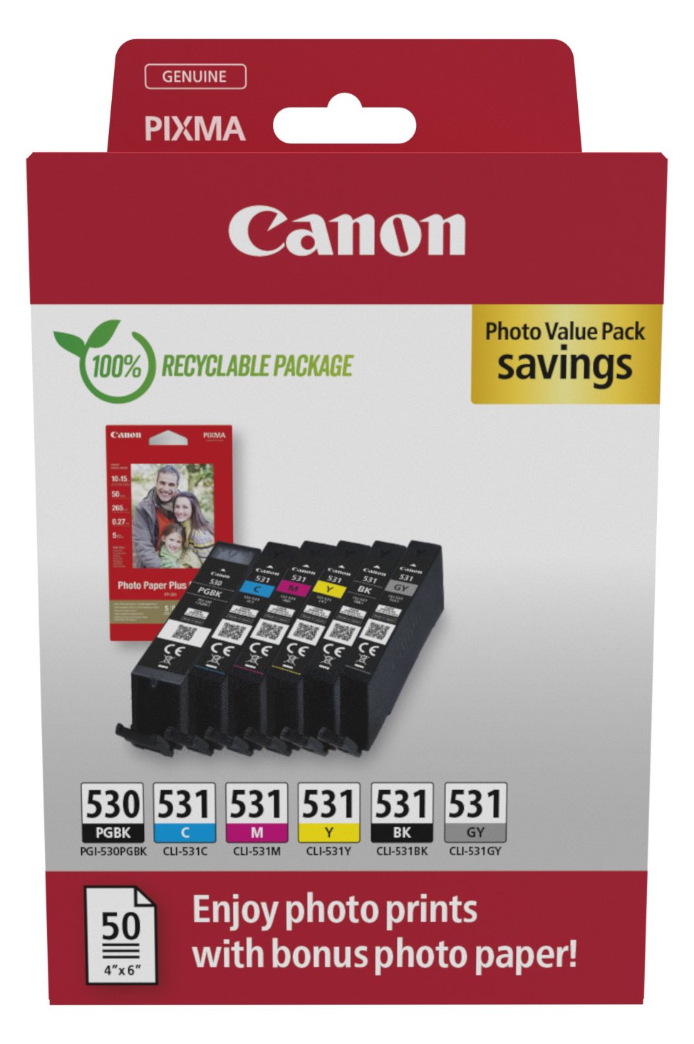 Canon PGI-530 / CLI-531 Photo Value Pack PGBK/C/M/Y/BK/GY