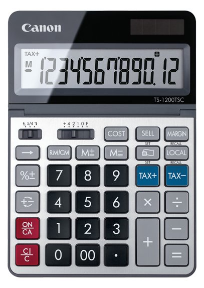 Canon TS-1200TSC - Desktop - Einfacher Taschenrechner - 12 Ziffern - Display klappbar - Akku - Metallisch
