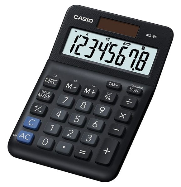 Casio MS-8F - Desktop - Einfacher Taschenrechner - 8 Ziffern - Batterie/Solar - Schwarz