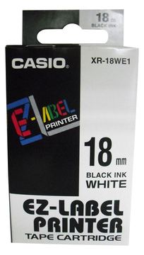 Casio XR-12WE1 - Selbstklebend - Schwarz auf Weiß - Rolle (1,2 cm x 8 m) von LumaTech