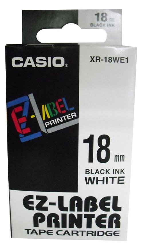 Casio XR-12WE1 - Selbstklebend - Schwarz auf Weiß - Rolle (1,2 cm x 8 m)