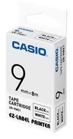 Casio XR-9WE1 - Selbstklebend - Schwarz auf Weiß - Rolle (0,9 cm x 8 m)