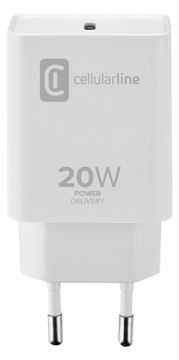 Cellularline Netzladegerät USB-C 20 W zum Aufladen von iPhone 8 und späteren Modellen - AC - 12 V - Weiß von LumaTech