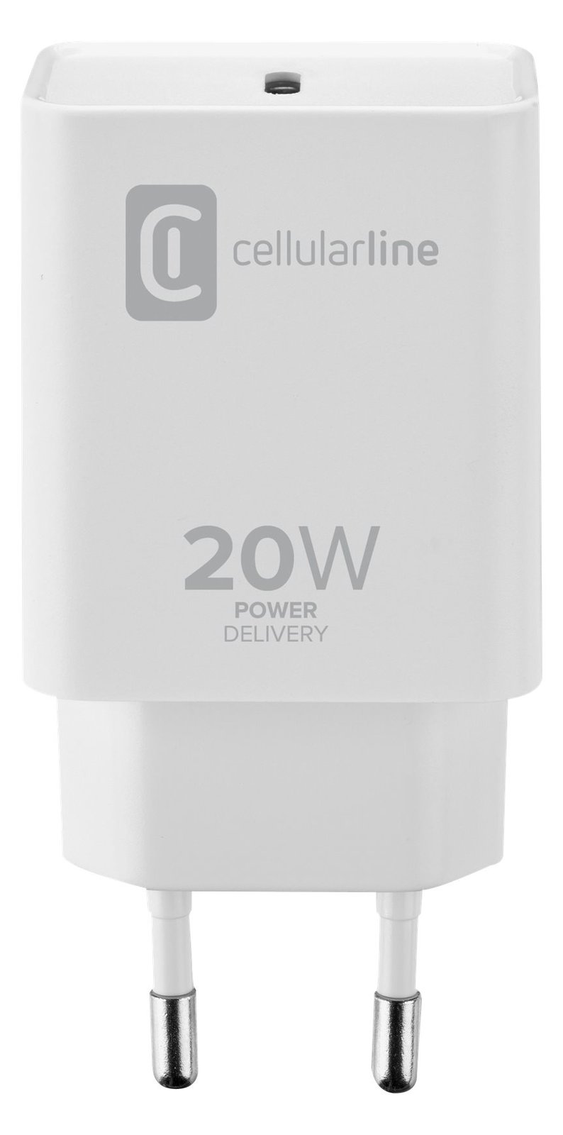 Cellularline Netzladegerät USB-C 20 W zum Aufladen von iPhone 8 und späteren Modellen - AC - 12 V - Weiß