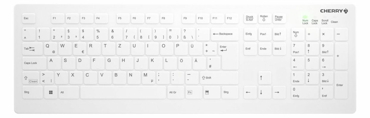 Cherry MTA AK-C8112F Wireless weiß AK-C8112F-FU1-W/GE - 105 Tasten - TL: Deutsch, QWERTZ