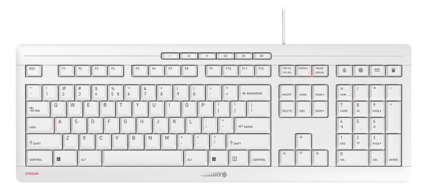 Cherry STREAM KEYBOARD - Tastatur - USB - TL: EU, QWERTY - weiß