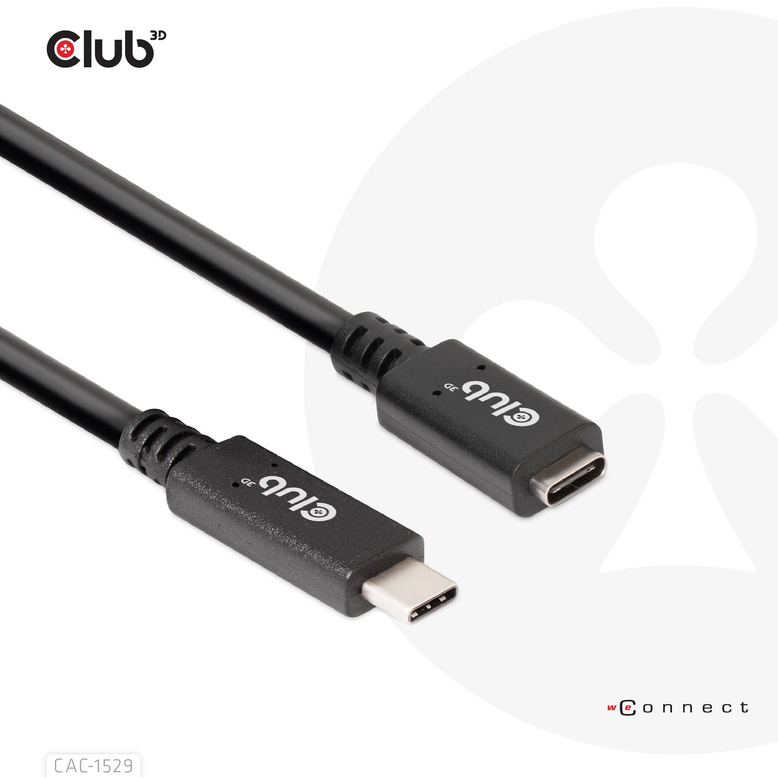 Club 3D CAC-1529 - USB-Verlängerungskabel - 24 pin USB-C (M) zu 24 pin USB-C (W) - 20 V - 3 A - 2 m - bi-direktional