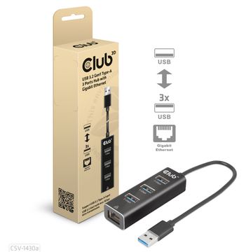 Club 3D CSV-1430a - Kabelgebunden - USB 3.2 Gen 1 (3.1 Gen 1) Type-A - 1000 Mbit/s - Schwarz - USB - USB Typ-C von LumaTech