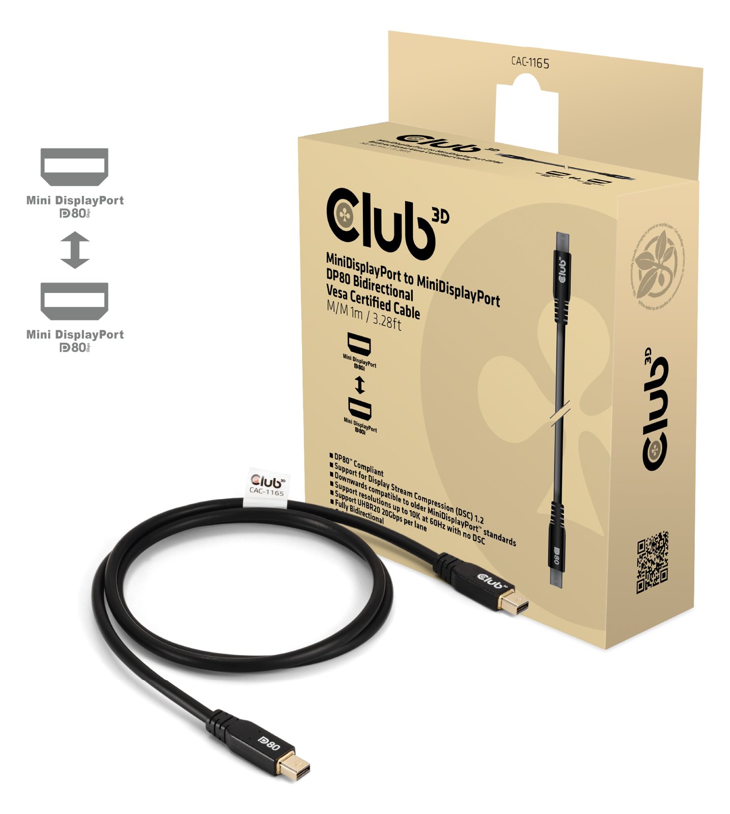 Club 3D DisplayPort-Kabel - Mini DisplayPort (M) - zu Mini DisplayPort (M) - DisplayPort 2.1 - 1 m - VESA DP80 Certified von LumaTech