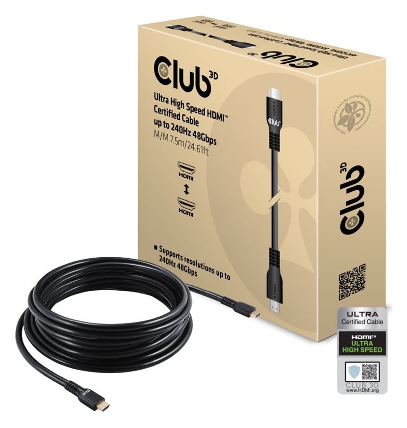 Club 3D Kabel Ultra High Speed HDMI - HDMI 7.5 m - Kabel - Digital/Display/Video