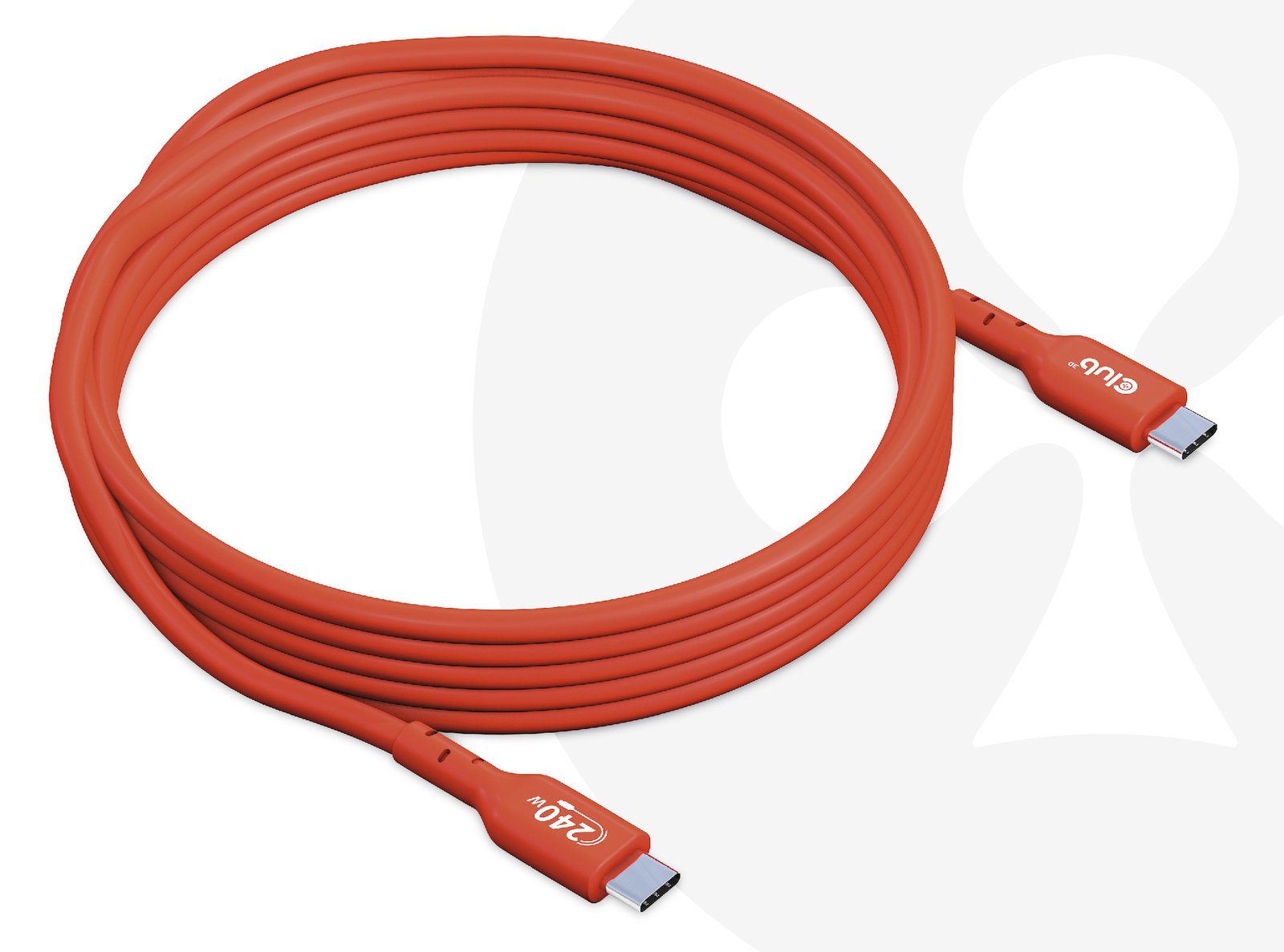 Club 3D USB-Kabel - 24 pin USB-C (M) zu 24 pin USB-C (M) - 48 V - 5 A - 3 m - bi-direktional - bis zu 240 W