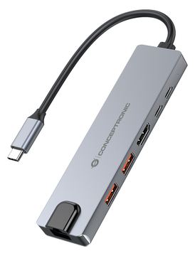 Conceptronic DONN29G 6-in-1 USB 3.2 Gen 2 Dockingstation - 4K60Hz HDMI - USB-A 10Gbps x 2 - USB-C von LumaTech