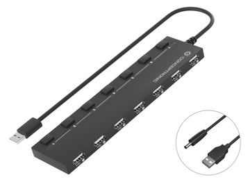 Conceptronic HUBBIES 7-Port-USB-2.0-Hub - USB 2.0 - USB 2.0 - 480 Mbit/s - Schwarz - 0,9 m - China von LumaTech