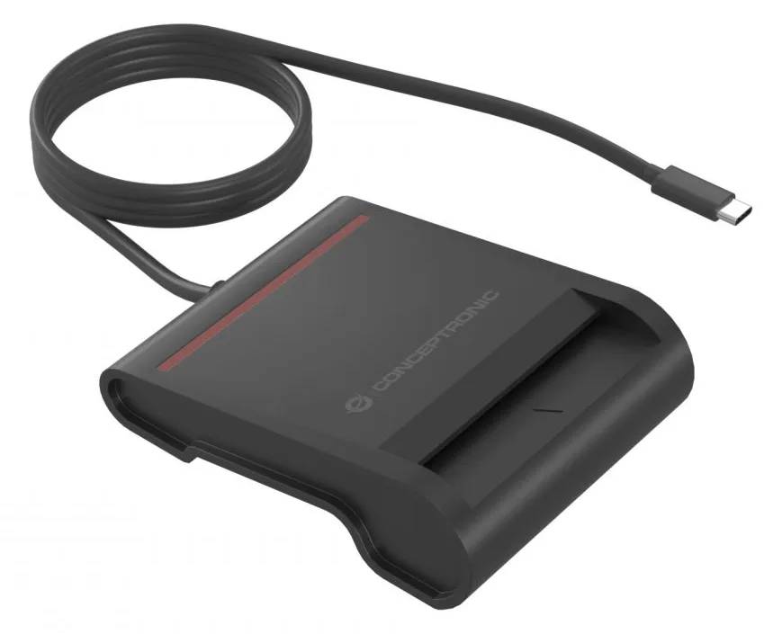 Conceptronic SCR01BC USB-C Smart-ID Kartenleser - USB Typ-C - 0,9 m - Schwarz - 58 g, Ansicht 2