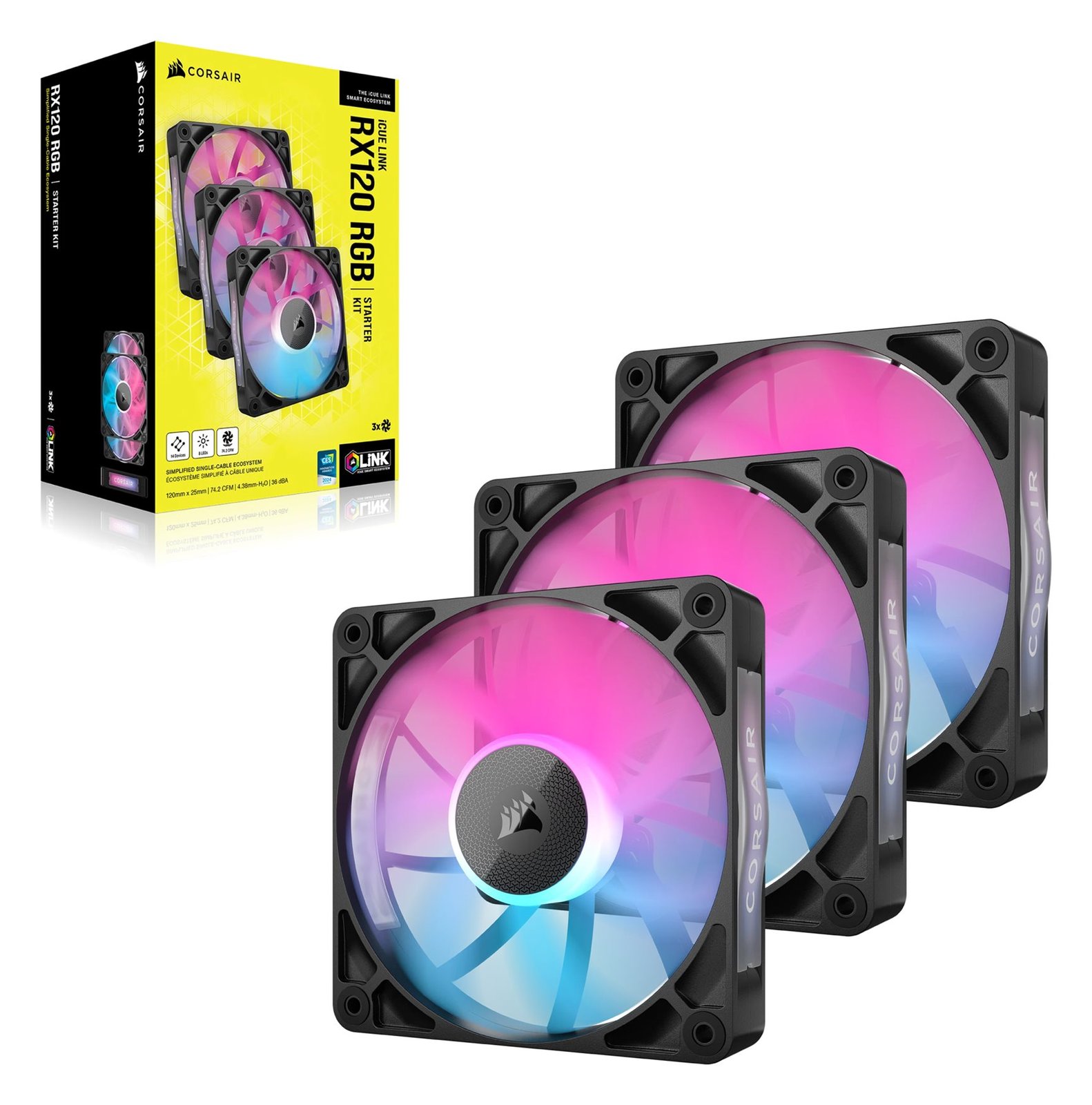 Corsair RX RGB Series iCUE LINK RX120 RGB 120mm Fan Triple Kit