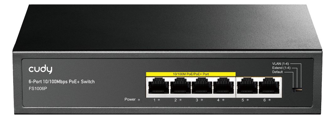 CUDY FS1006P - Fast Ethernet (10/100) - Vollduplex - Power over Ethernet (PoE) - Rack-Einbau - Wandmontage