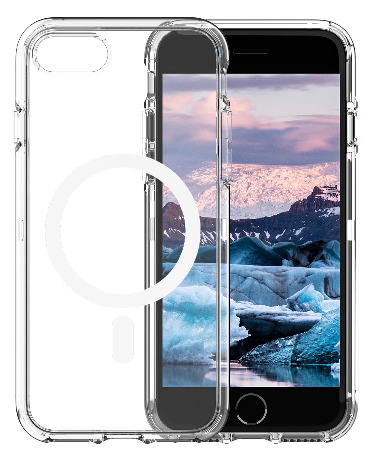 dbramante1928 Iceland Pro - Hintere Abdeckung für Apple iPhone 8, SE (2. Generation) - kompatibel mit MagSafe, Ice Clear