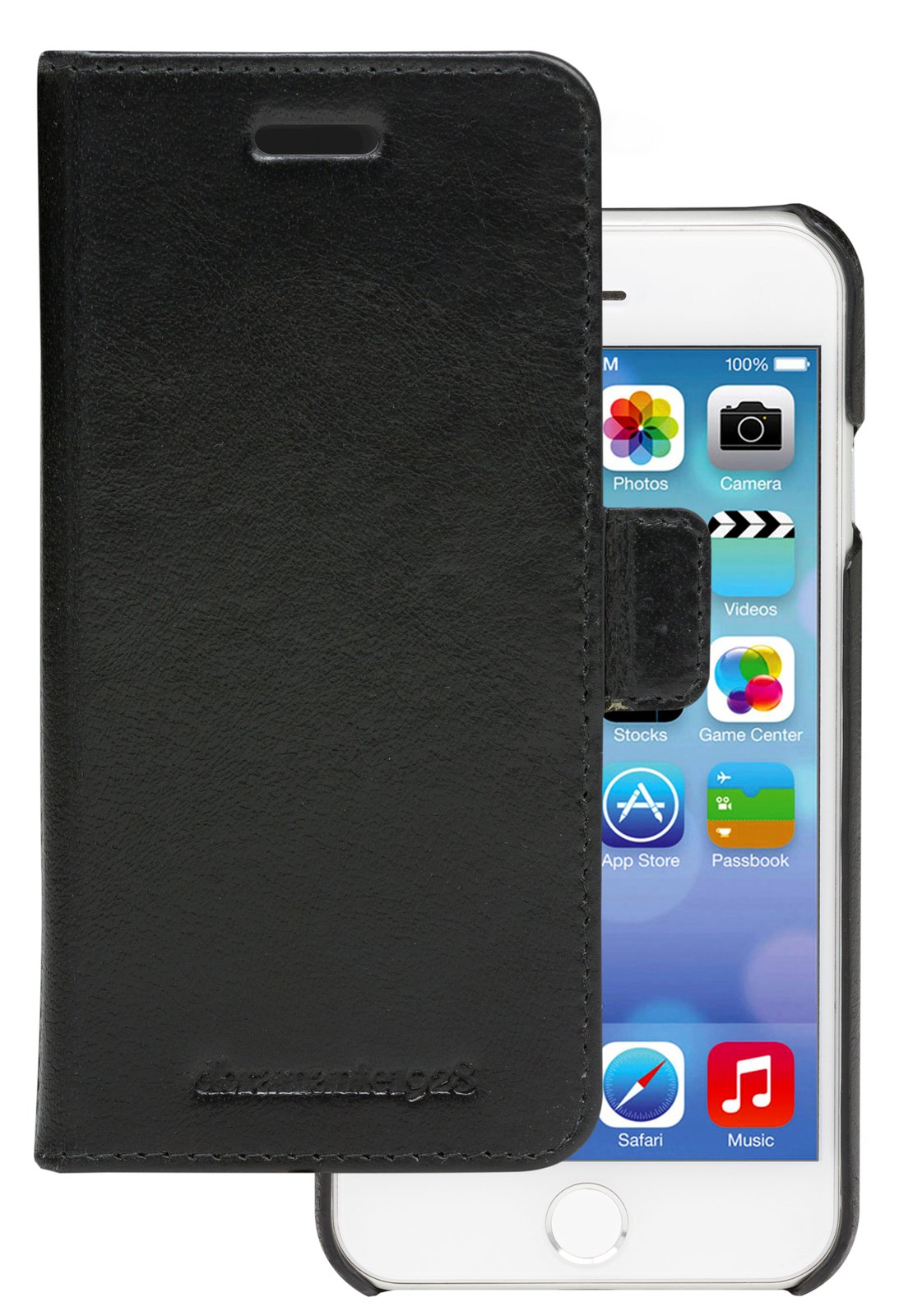 dbramante1928 Lynge - Flip-Hülle für Apple iPhone 6, 6s, 7, 8, SE (2. Generation) - genarbtes Leder - Schwarz