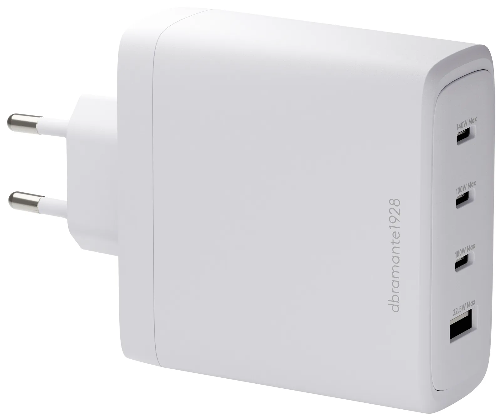 dbramante1928 re-charge - Netzteil - 140 Watt - 4 Ausgabeanschlussstellen (3 x USB-C, USB) - Weiß, Ansicht 2
