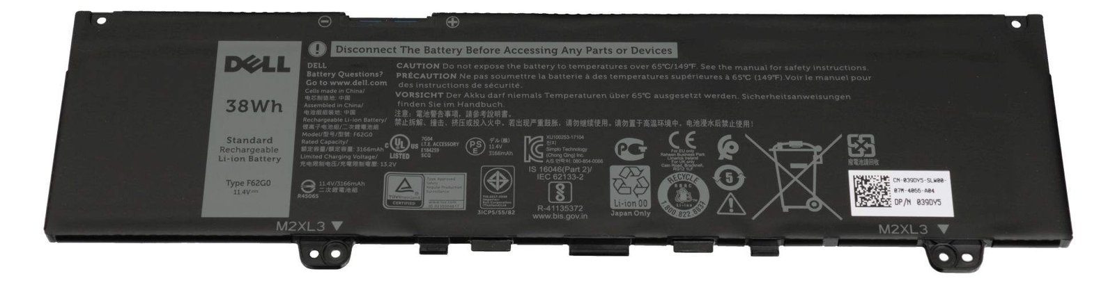 Dell 0RPJC3 Akku 38Wh Original - Akku - 3.166 mAh