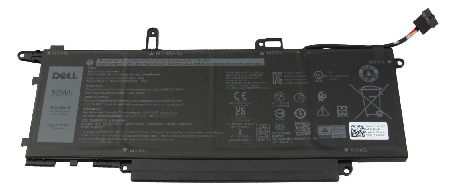 Dell 52Wh 4-cell lithium-ion battery for laptops - Batterie - 6.840 mAh