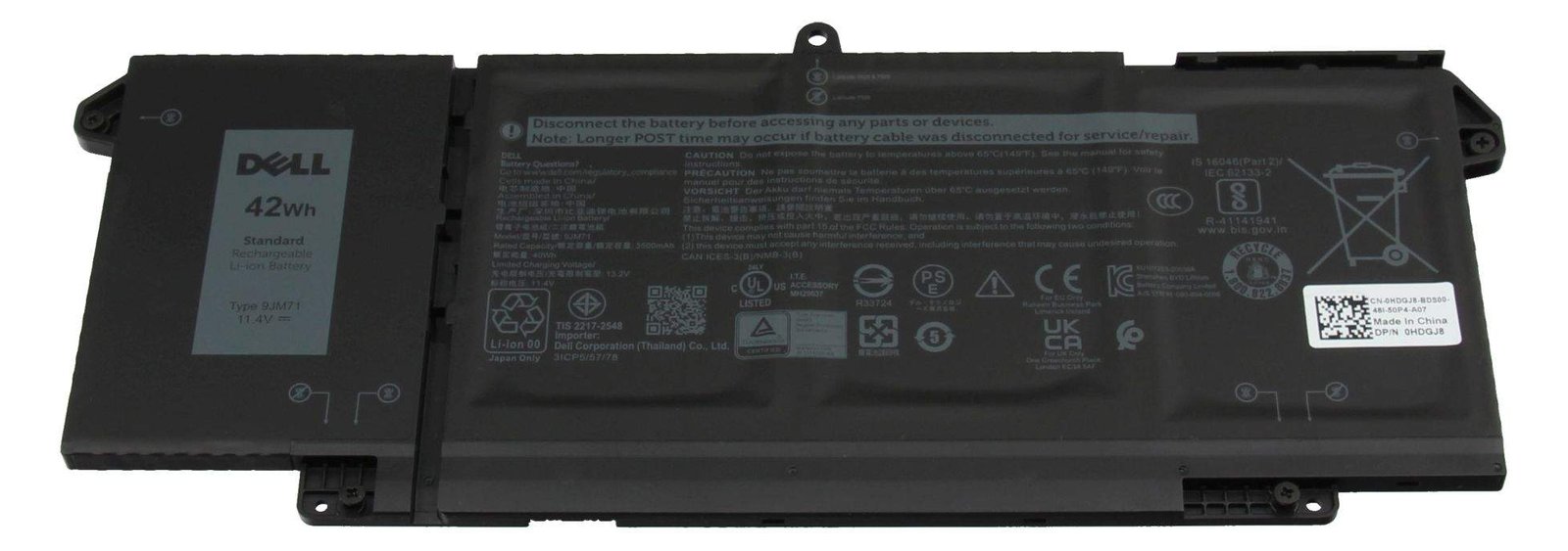 Dell BTRY PRI 42WHR 3C LITH LGC GH5Y5 - Batterie - 3.500 mAh